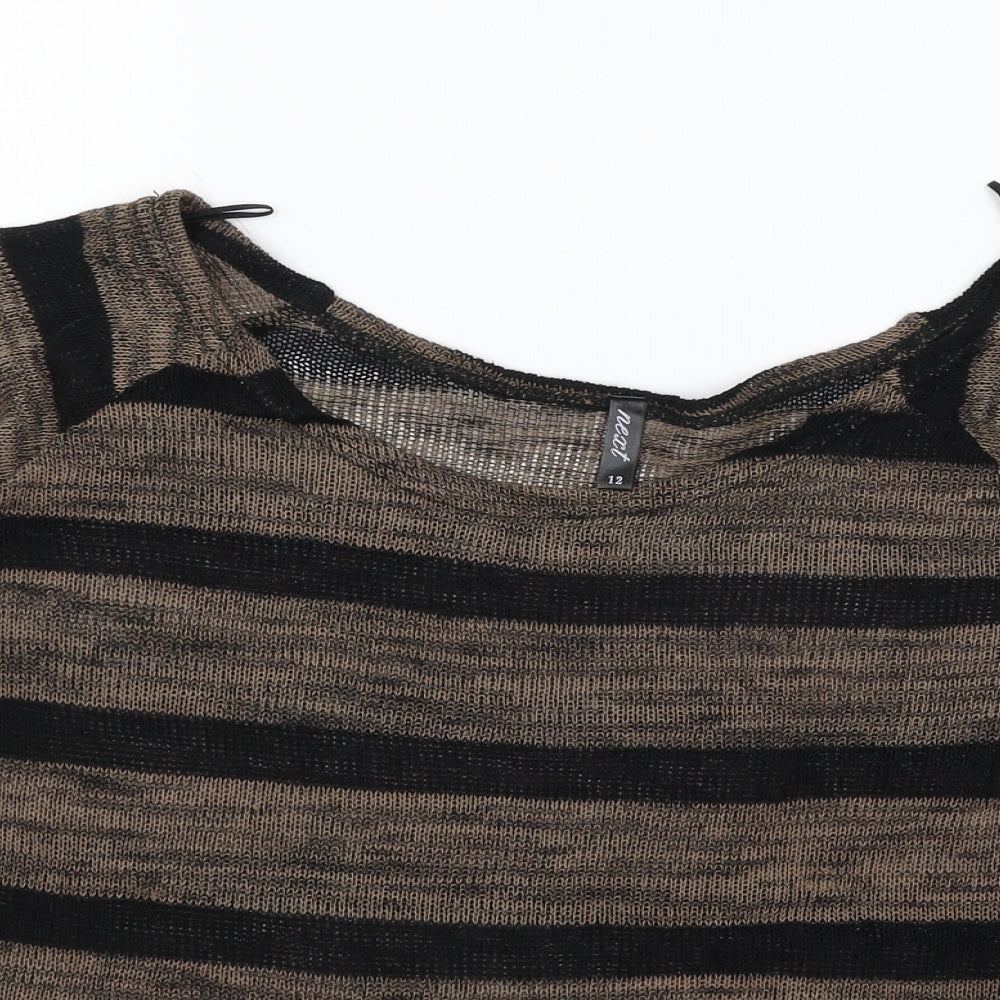 NEXT Womens Black Striped Knit Pullover Jumper Size 12