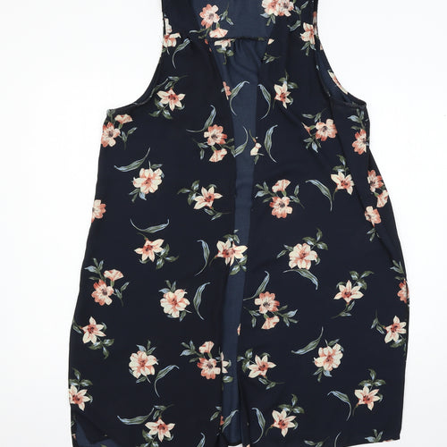 New Look Womens Blue Floral  Jacket Waistcoat Size 12