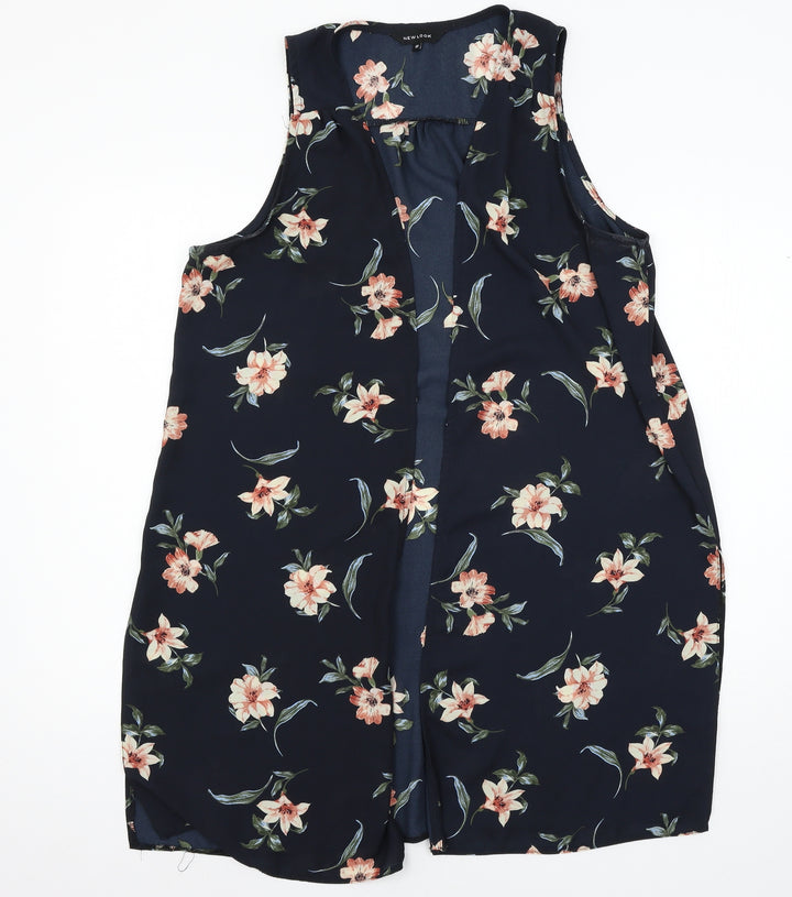 New Look Womens Blue Floral  Jacket Waistcoat Size 12
