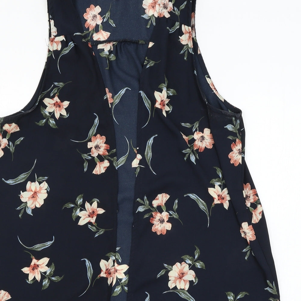 New Look Womens Blue Floral  Jacket Waistcoat Size 12
