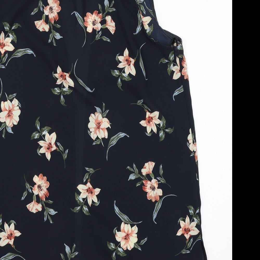 New Look Womens Blue Floral  Jacket Waistcoat Size 12