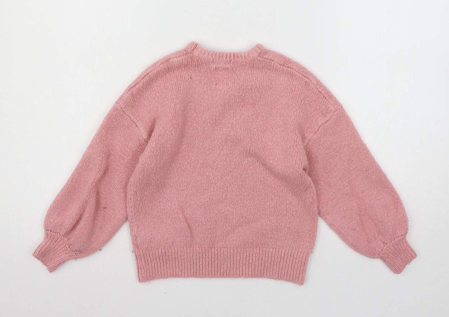 Zara Girls Pink  Knit Pullover Jumper Size 8 Years  - Bird