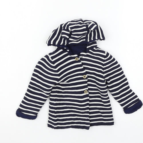 TU Boys Blue Striped Knit Jacket  Size 12-18 Months