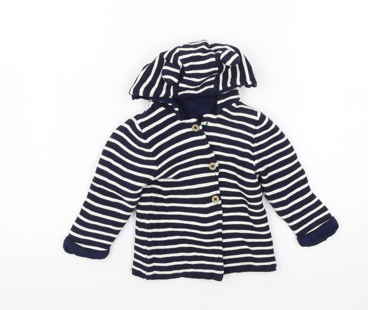 TU Boys Blue Striped Knit Jacket Size 12-18 Months