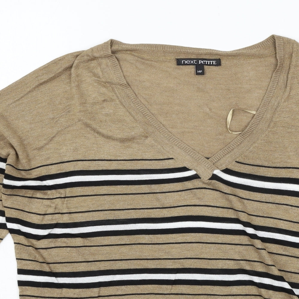NEXT Womens Brown Striped Knit Pullover Jumper Size 14
