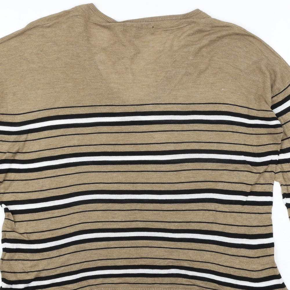 NEXT Womens Brown Striped Knit Pullover Jumper Size 14