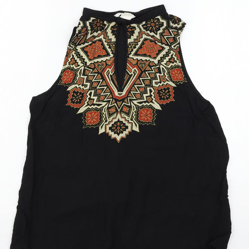 H&M Womens Black Geometric  Basic Blouse Size 14