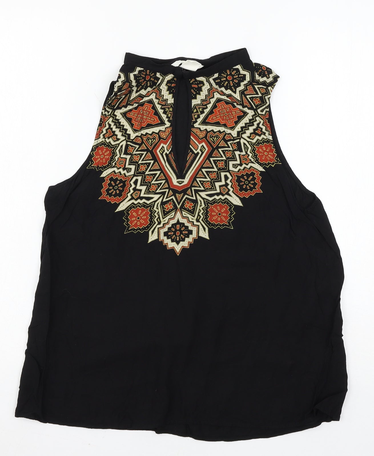 H&M Womens Black Geometric  Basic Blouse Size 14