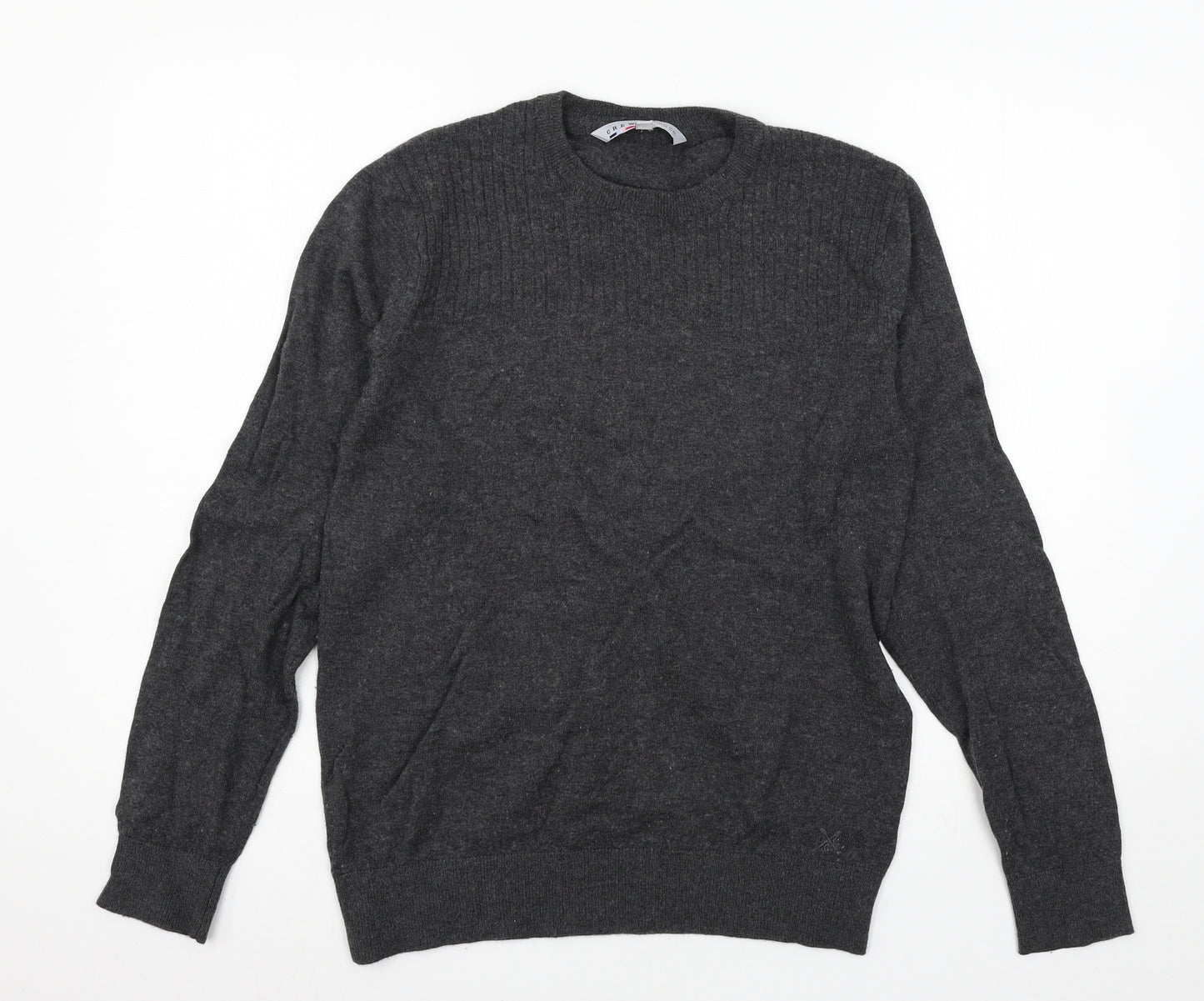 Crew Clothing Mens Grey  Knit Pullover Jumper Size S