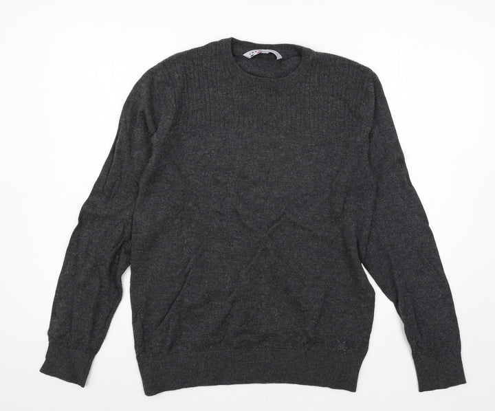 Crew Clothing Mens Grey  Knit Pullover Jumper Size S