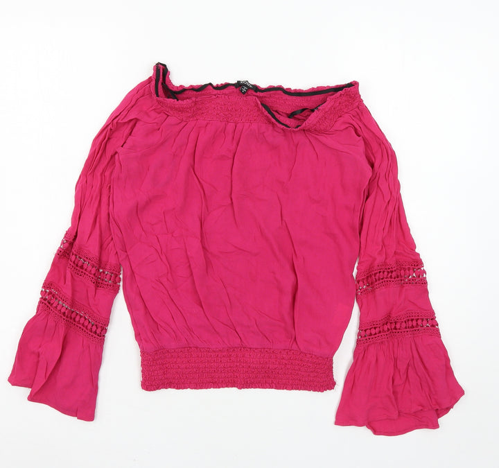 XOXO Womens Pink Basic Blouse Size S