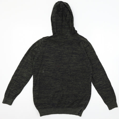 NEXT Girls Green Striped Knit Pullover Hoodie Size 12 Years