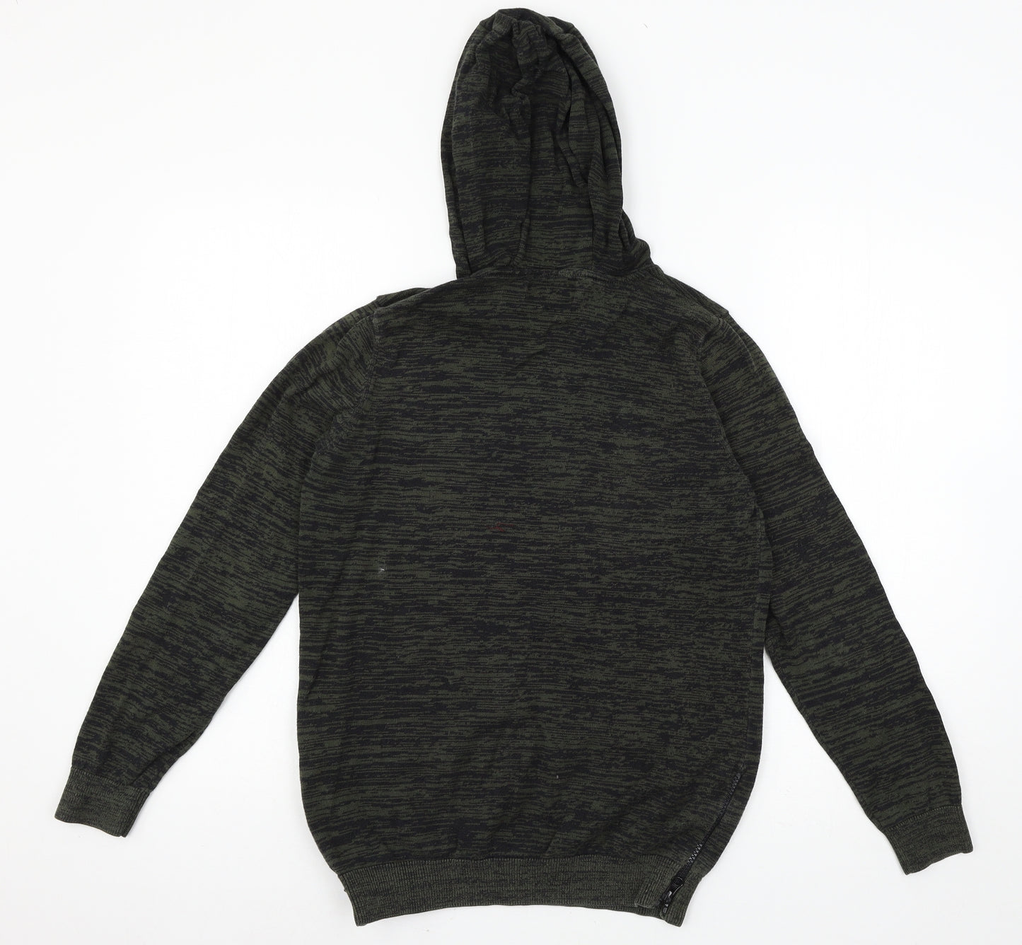 NEXT Girls Green Striped Knit Pullover Hoodie Size 12 Years