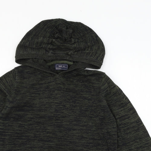 NEXT Girls Green Striped Knit Pullover Hoodie Size 12 Years