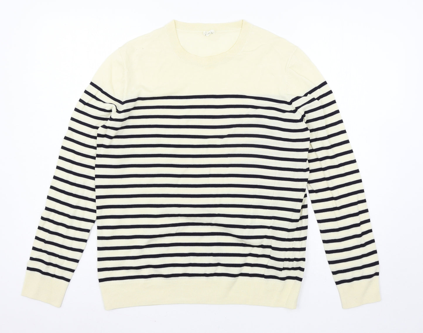 Preworn Womens Ivory Striped Knit Pullover Jumper Size M