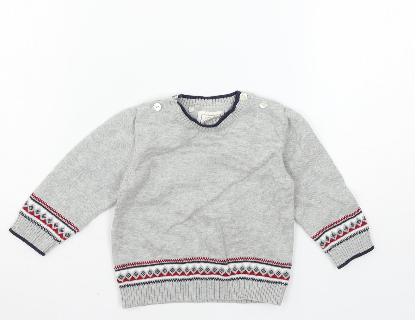 Emile et Rose Boys Grey  Knit Pullover Jumper Size 6-9 Months