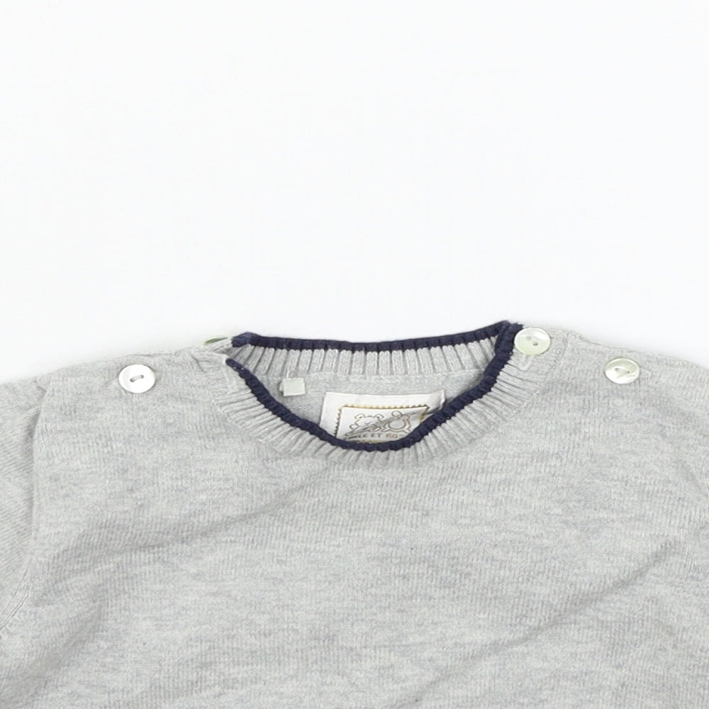 Emile et Rose Boys Grey  Knit Pullover Jumper Size 6-9 Months