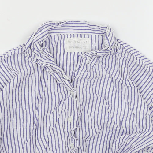 F&F Womens White Striped  Top Pyjama Top Size 6