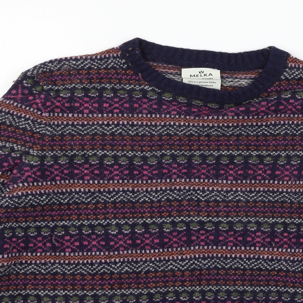 Melka Mens Blue Striped Knit Pullover Jumper Size M