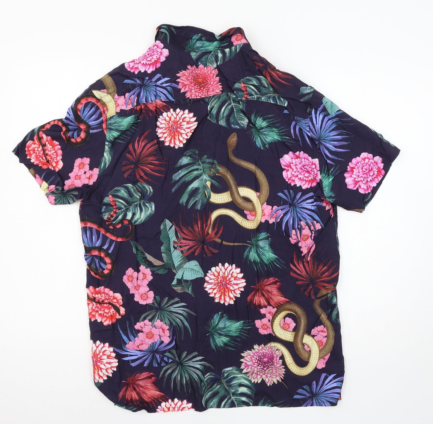 Primark Mens Blue Floral   Button-Up Size M