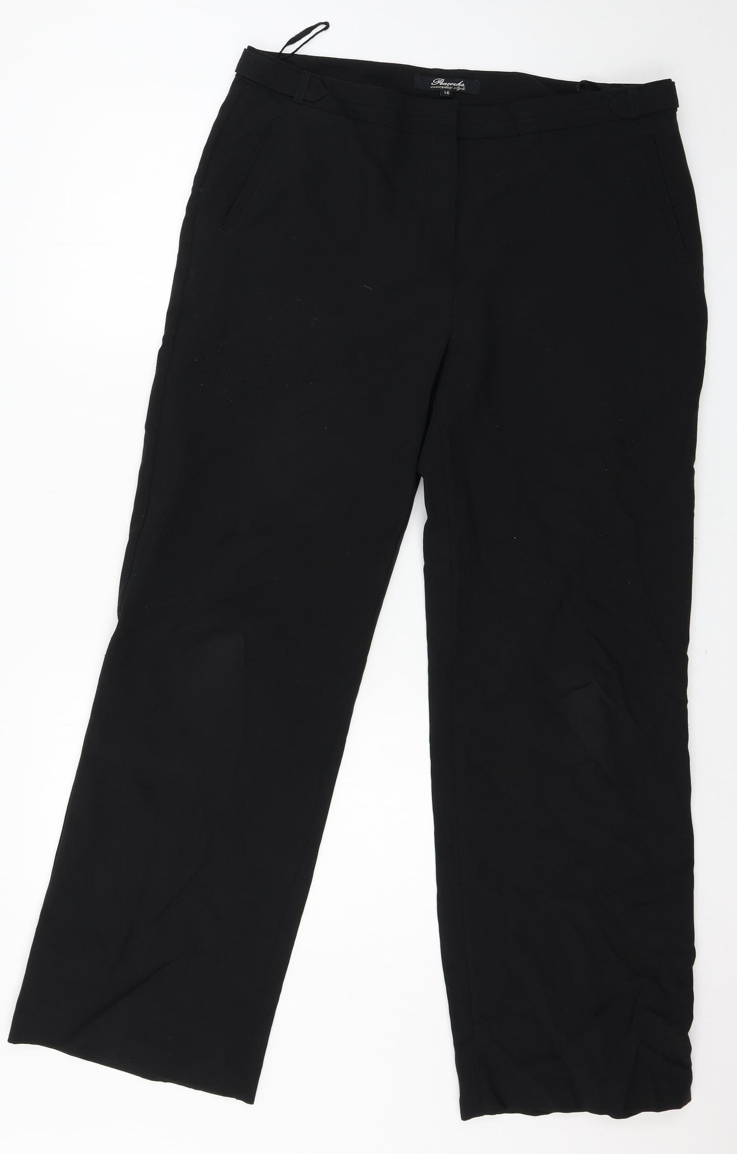 Peacocks Womens Black   Trousers  Size 16 L30 in