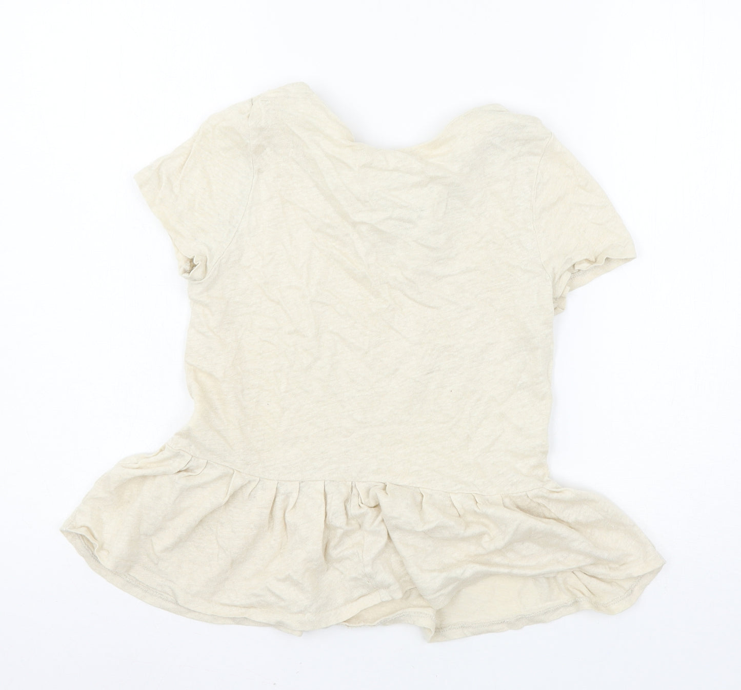 Zara Womens Ivory  Knit Basic T-Shirt Size M