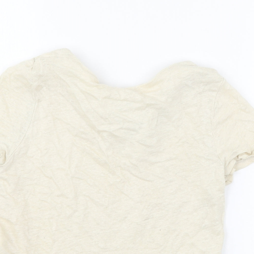 Zara Womens Ivory  Knit Basic T-Shirt Size M