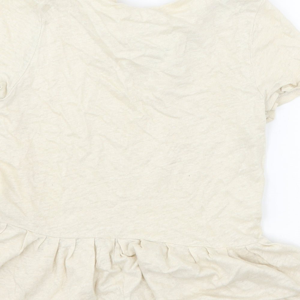 Zara Womens Ivory  Knit Basic T-Shirt Size M