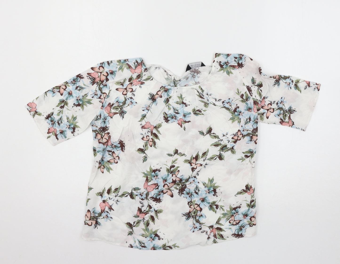 Dorothy Perkins Womens White Floral  Basic Blouse Size 10