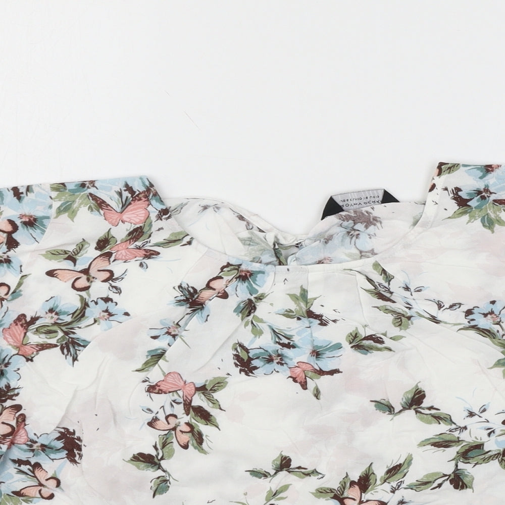 Dorothy Perkins Womens White Floral  Basic Blouse Size 10