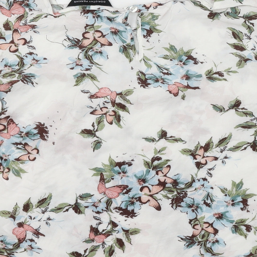 Dorothy Perkins Womens White Floral  Basic Blouse Size 10
