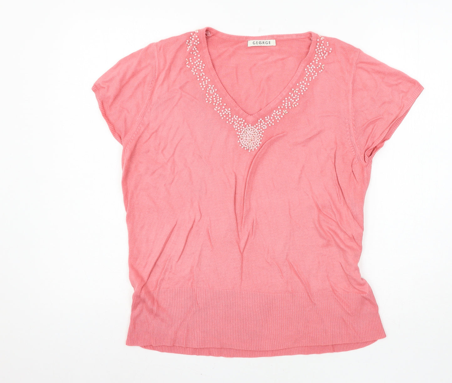 George Womens Pink  Knit Basic T-Shirt Size 18