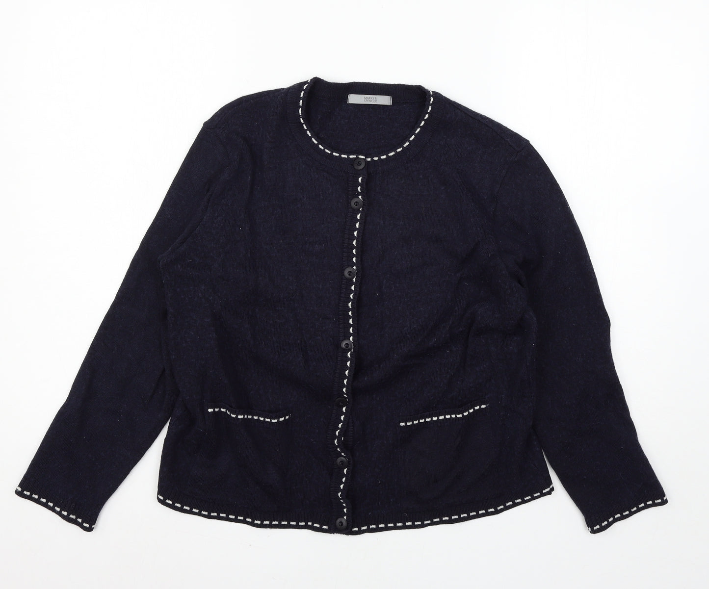 Marks and Spencer Womens Blue  Knit Cardigan Jumper Size 16