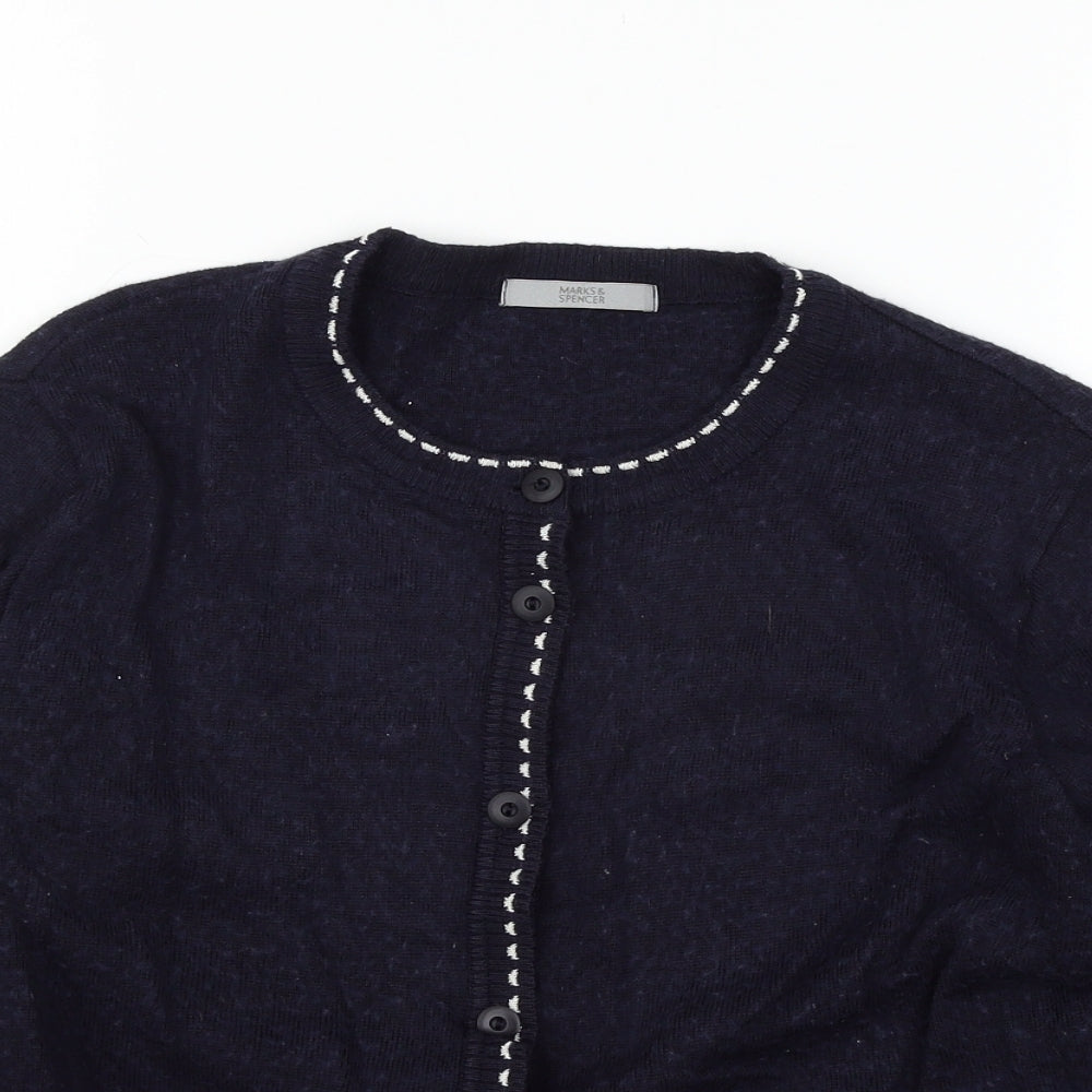 Marks and Spencer Womens Blue  Knit Cardigan Jumper Size 16