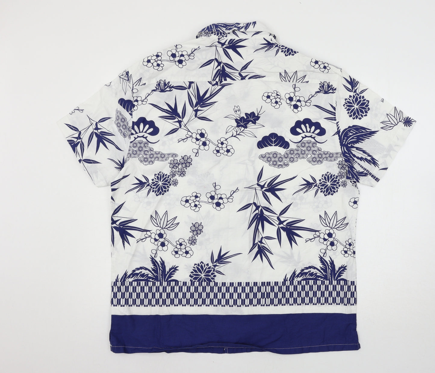 Primark Mens White Floral   Button-Up Size L