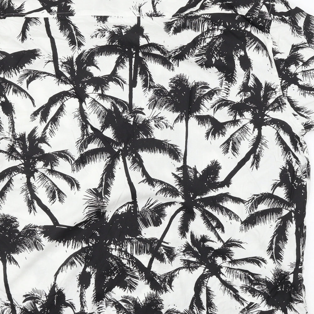Primark Mens White Geometric   Button-Up Size L  - Palm Tree