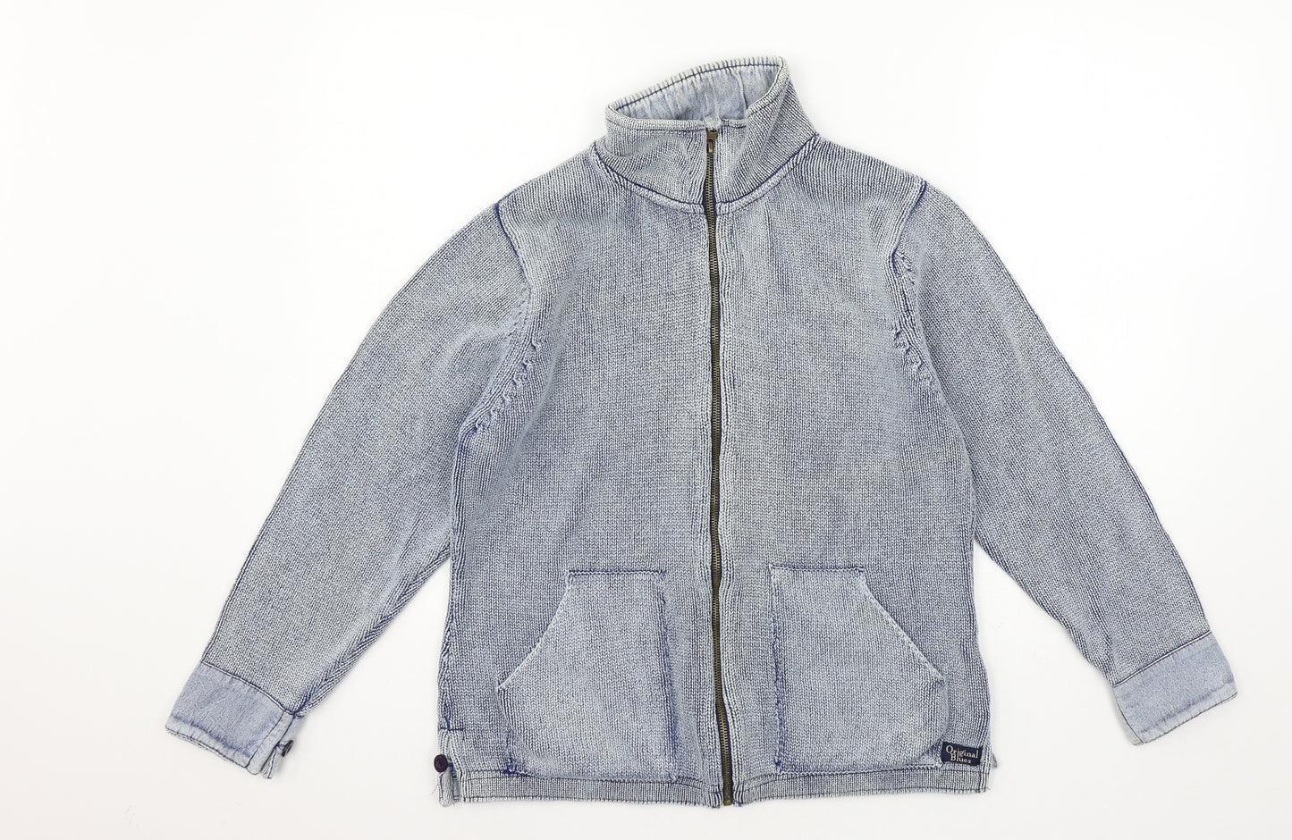 Denim Mens Blue  Knit Full Zip Sweatshirt Size L