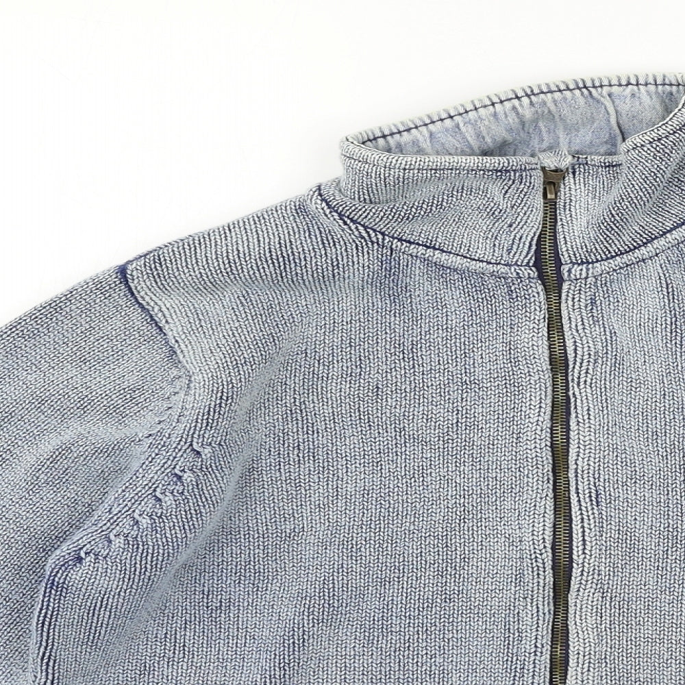 Denim Mens Blue  Knit Full Zip Sweatshirt Size L