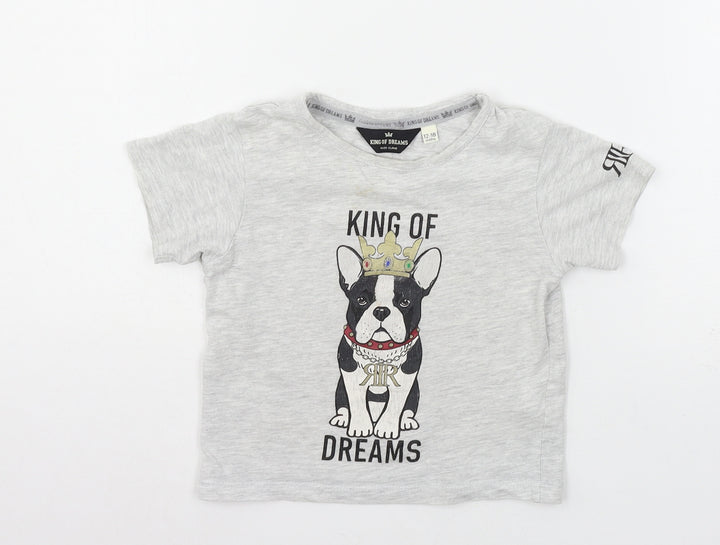 King of Dreams Boys Grey  Jersey Basic T-Shirt Size 12-18 Months  - King of Dreams