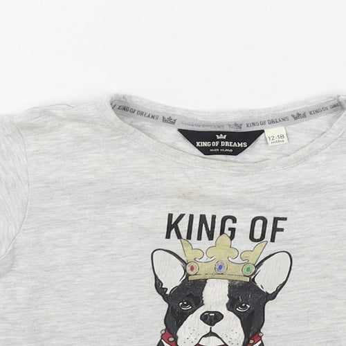 King of Dreams Boys Grey  Jersey Basic T-Shirt Size 12-18 Months  - King of Dreams
