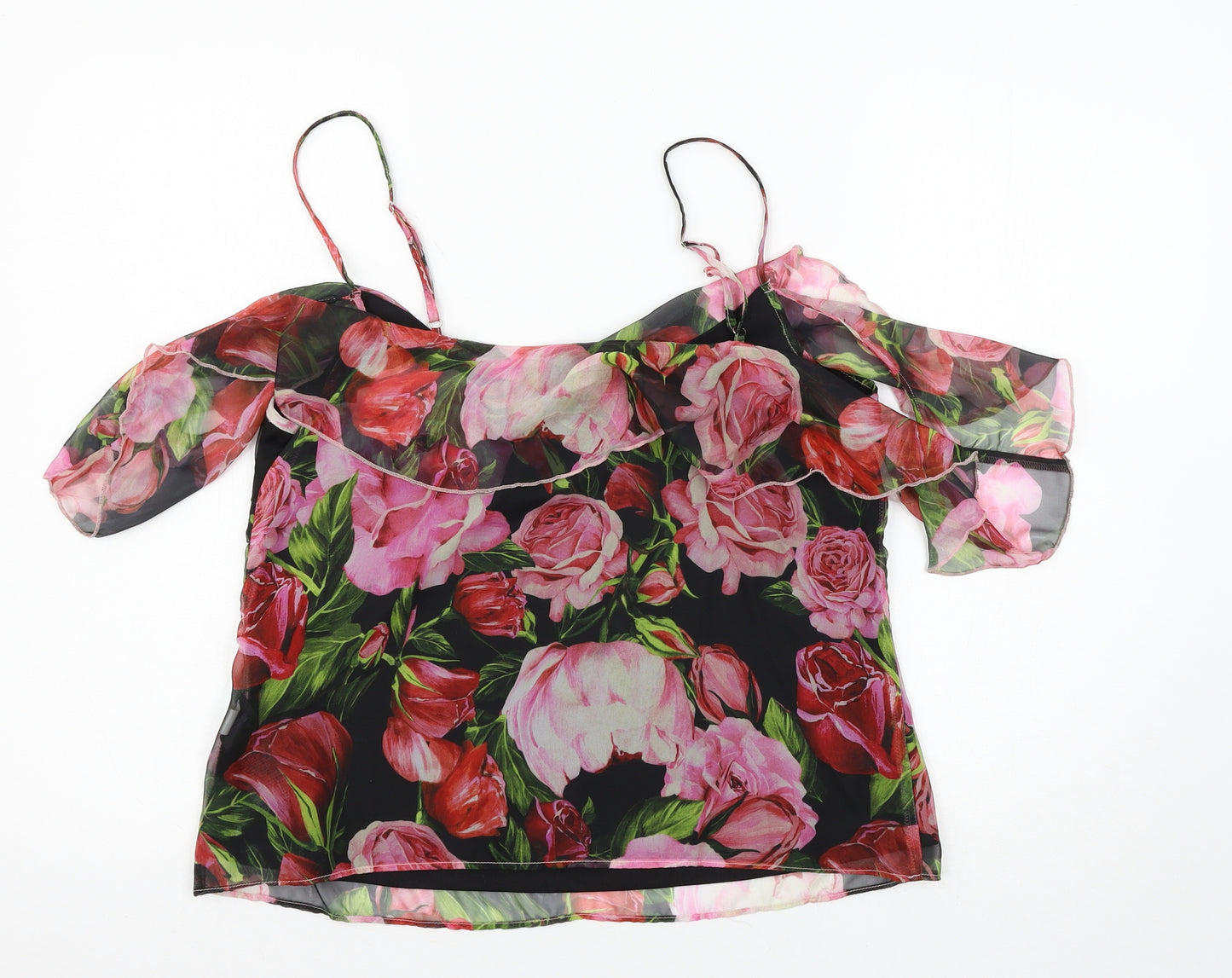 Lipsy Womens Black Floral Chiffon Basic Tank Size 14