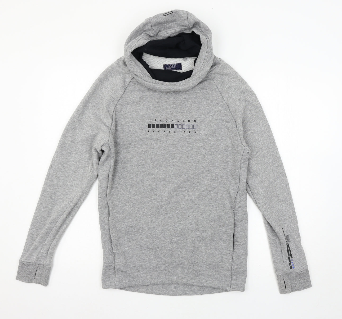 NEXT Boys Grey Geometric Jersey Pullover Hoodie Size 14 Years  - Uploading
