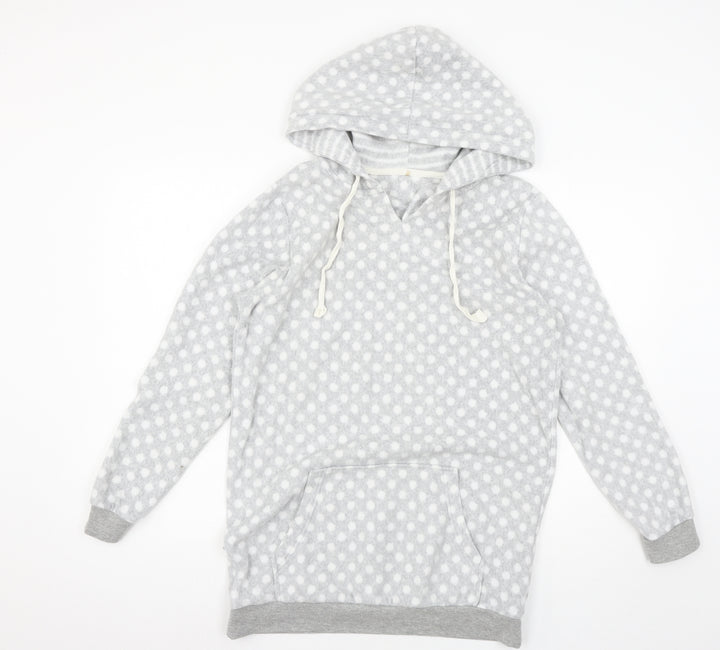George Womens Grey Polka Dot Fleece Pullover Hoodie Size 8