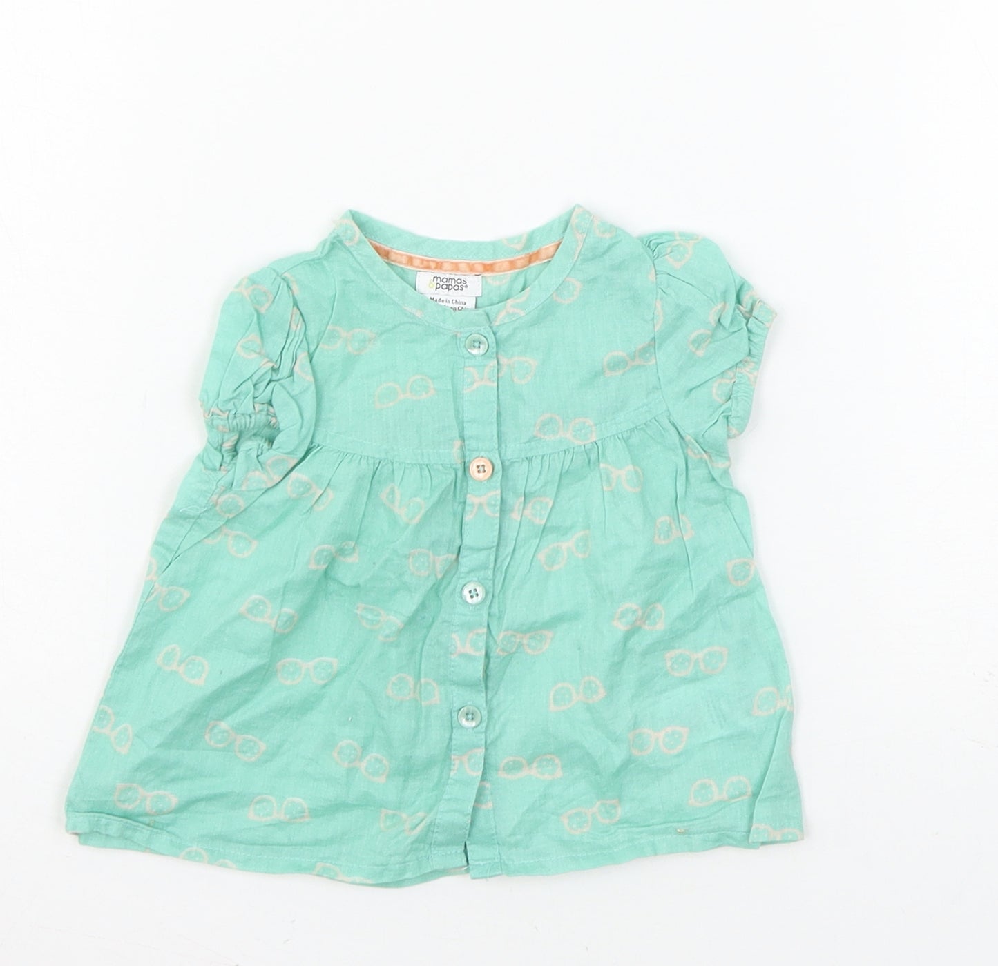 mamas & papas Boys Blue Geometric  Basic T-Shirt Size 3-6 Months  - Glasses