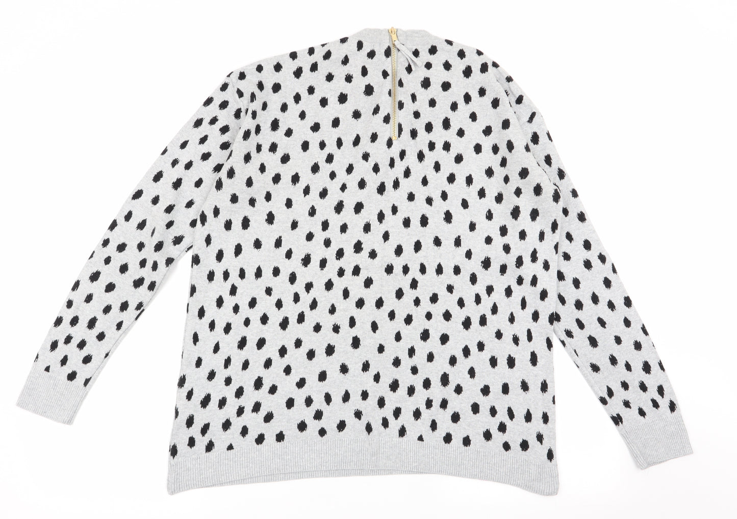 H&M Womens Grey Polka Dot  Pullover Jumper Size 6