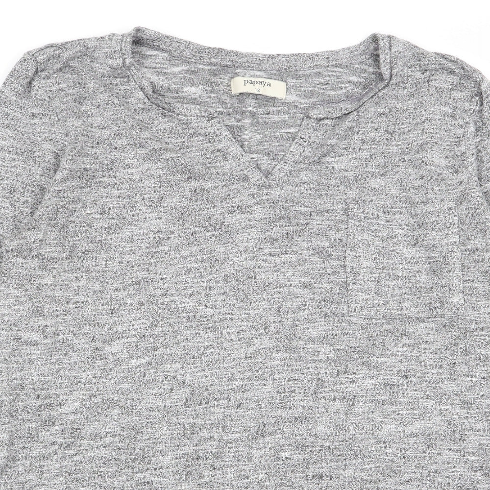 Papaya Womens Grey   Basic T-Shirt Size 12