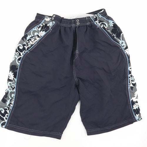 o club Mens Blue Geometric  Sweat Shorts Size M - Stretch waistband