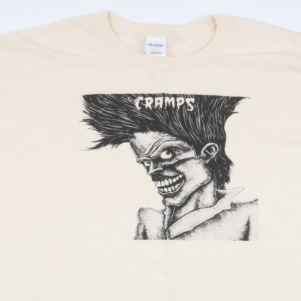 Gildan Mens Beige    T-Shirt Size XL