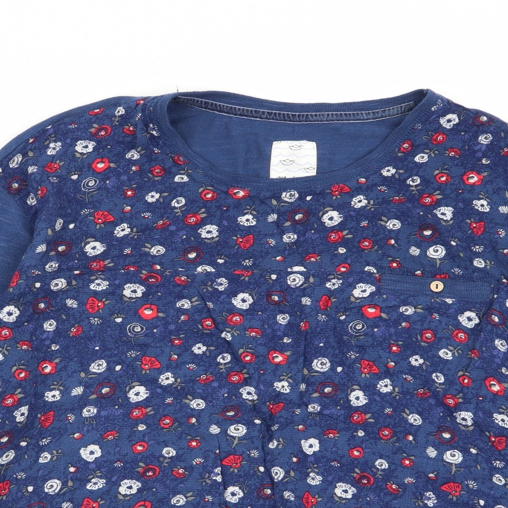 Montaray Womens Blue Floral  Basic T-Shirt Size 12