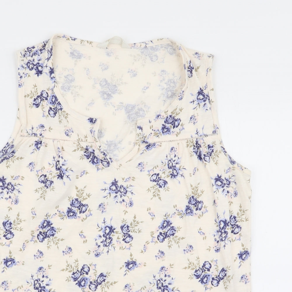 BHS Womens White Floral  Basic Tank Size 12